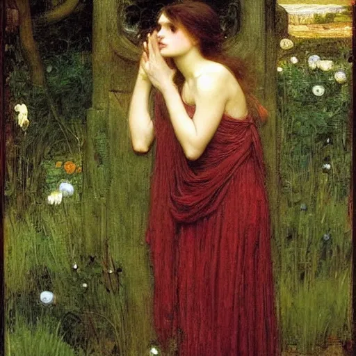 Image similar to john william waterhouse, edward robert hughes