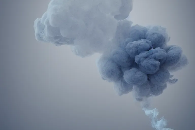 Image similar to blue, white, grey. smoke, flowers. 3 d render, octane, 8 k, high resolution, highly detailed, intricate