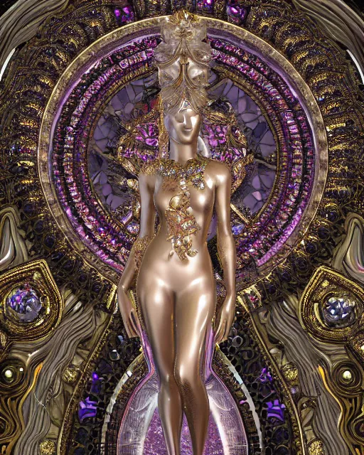 Prompt: a highly detailed metahuman 4 k close up render of a nataraja bella hadid monument renaissance in iris van herpen dress schiaparelli in diamonds crystals swarovski and jewelry iridescent in style of alphonse mucha gustav klimt trending on artstation made in unreal engine 4