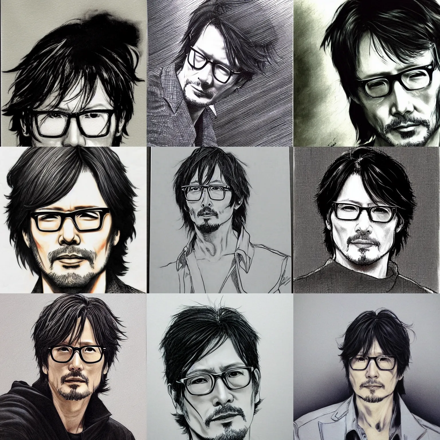 Prompt: hideo kojima drawn by ayami kojima