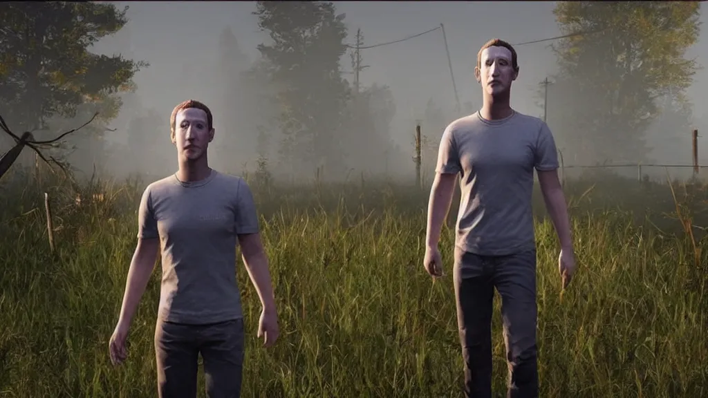 Prompt: Screenshot of Mark Zuckerberg as a character in Dead By Daylight