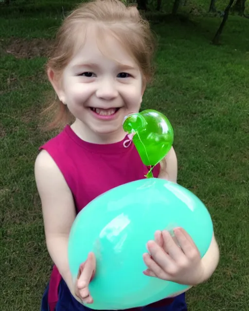 Image similar to child holding a balloon tardigrade on a string. helium balloon in the shape of a cute tardigrade.