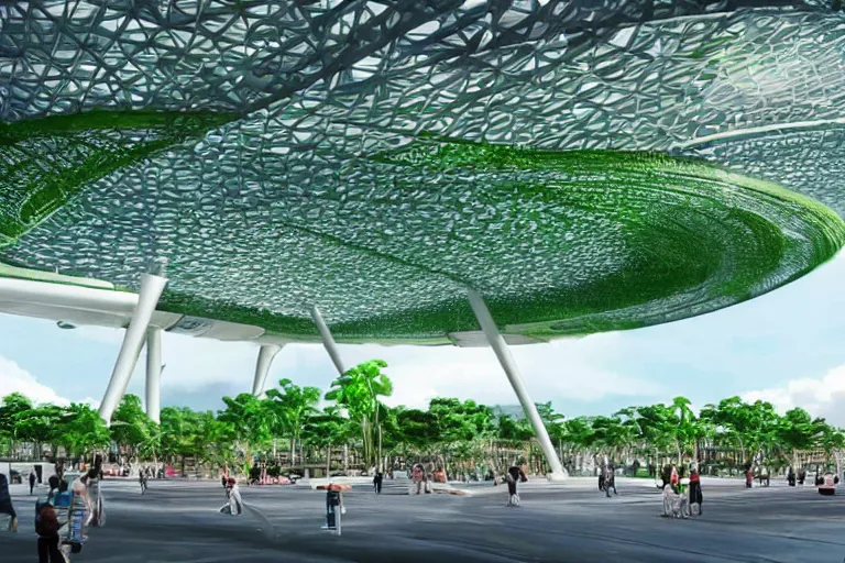Image similar to Big futuristic airport terminal in the Philippines with green plants