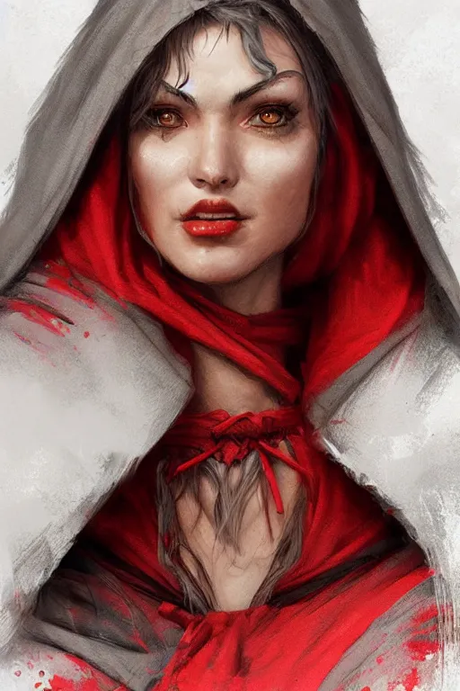 Image similar to goddess red riding hood, d & d, fantasy, portrait, highly detailed, headshot, digital painting, trending on artstation, concept art, sharp focus, illustration, art by artgerm and greg rutkowski and magali villeneuve