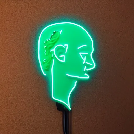 Image similar to 3 d renaissance statue head with a neon ring around it, neon art highly detailed