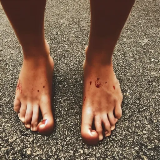 Image similar to foot with curly blonde hair bloody cut