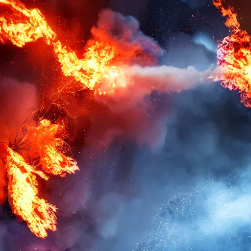 Image similar to explosion with fire, 4 k