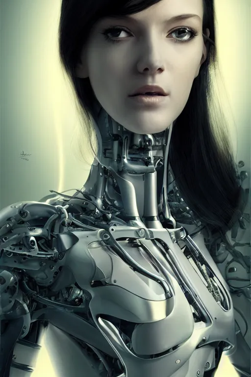 Image similar to a beautiful half body image of a futuristic android with body made of translucent plastic, mechanical internal parts, symmetrical and realistic proportions by Irakli Nadar, tom bagshaw, Charlie Bowater with details by Jason Felix, furio tedeschi, face by ilya kuvshinov, artgerm, cinematic backlit lighting, beauty retouch, elite, photo realistic, octane render, hyper real, ultra detailed, trending on artstation pinterest and deviantart