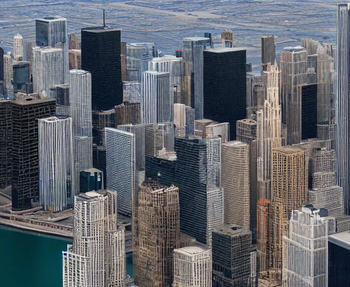 Prompt: 4 k hd, high detail photograph of chicago, shot with sigma f / 4. 2, 2 5 0 mm sharp lens, wide shot, volumetric lighting, high level texture render, unreal engine