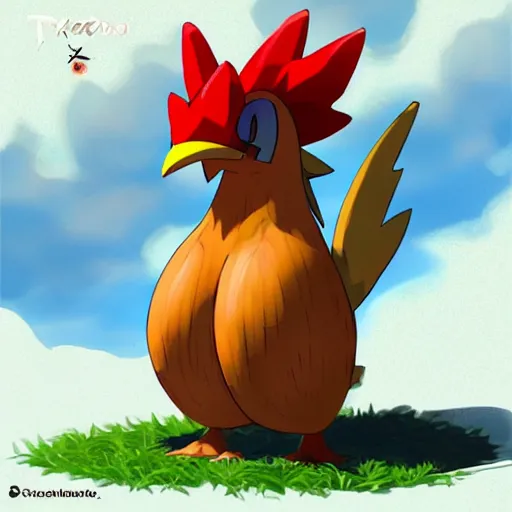 Image similar to A pokemon that looks like a rooster, The coconut shell wrapped around him,The rooster hides inside and sticks his head out to peek，Trending on art station. Unreal engine.