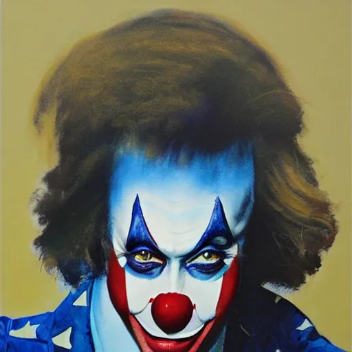 Image similar to photorealistic picture, by bob peak and alex ross, humfrey the clown movie poster, gouache and wash paints, fine details, fine intricate, fine facial proportionate, fine body proportionate, fine fix broken line, fine fix duplicate line, fine background proportionate, smooth focus, sharp details, bokeh, 4 k, fine 5 k details