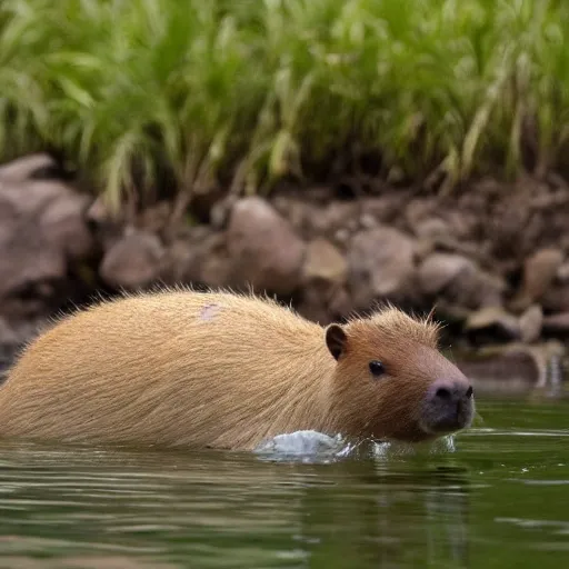 Prompt: capybara swimming