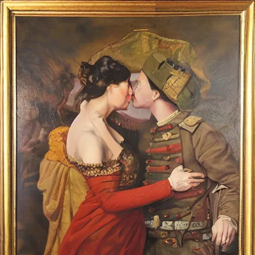 Prompt: all is fair in love and war, historical oil painting, highly intricate