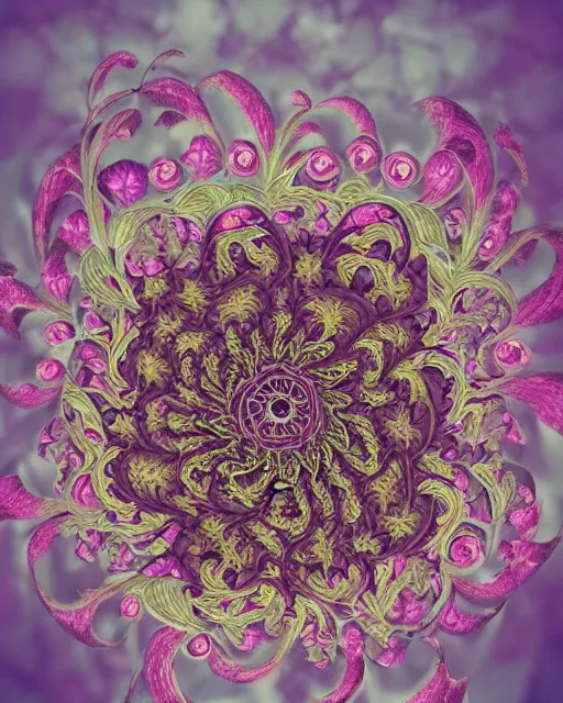 Prompt: infinite fractal illustration of flower intricately detailed. beautiful. colourful. 3 d vray render, artstation, deviantart, pinterest, 5 0 0 px models