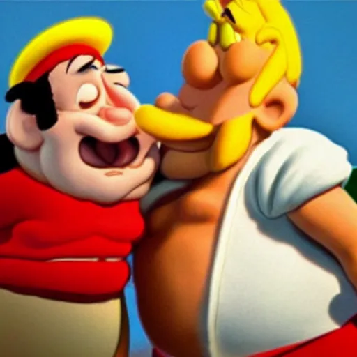 Prompt: asterix farting while laughing hystericaly Albert Uderzo