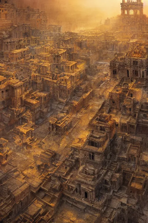 Image similar to epic scenery of an old aztec city of gold, intricate, elegant, volumetric lighting, digital painting, highly detailed, artstation, sharp focus, illustration, concept art, ruan jia, steve mccurry