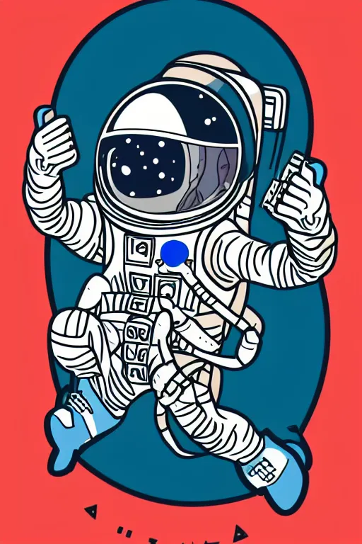 Image similar to A portrait of a skeleton as an astronaut in space, sticker, colorful, illustration, highly detailed, smooth and clean vector curves, no jagged lines, vector art, smooth