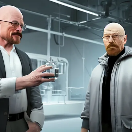 Prompt: Elon musk and Walter white making methamphetamine. 8k ultra realistic, award winning, unreal engine 5, masterpiece, atmosphere glow, hyperrealistic, focused, extreme details, cinematic