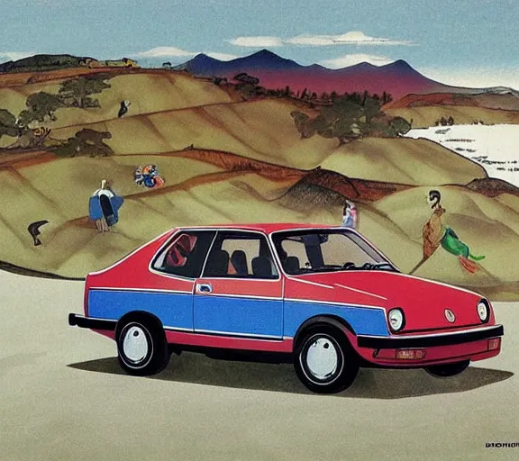 Image similar to 1 9 7 5 volkswagen gti in the style of utamaro