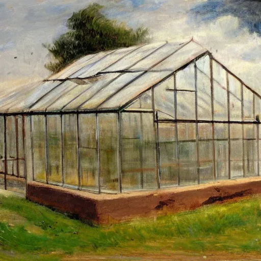 Image similar to Greenhouse in Ancient Greek | painting by Max Liebermann | trending on artstation | 8k | HD