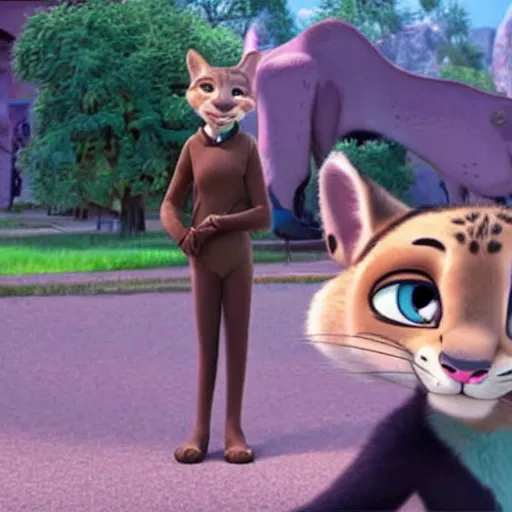 Prompt: a girl panther in zootopia (2016)