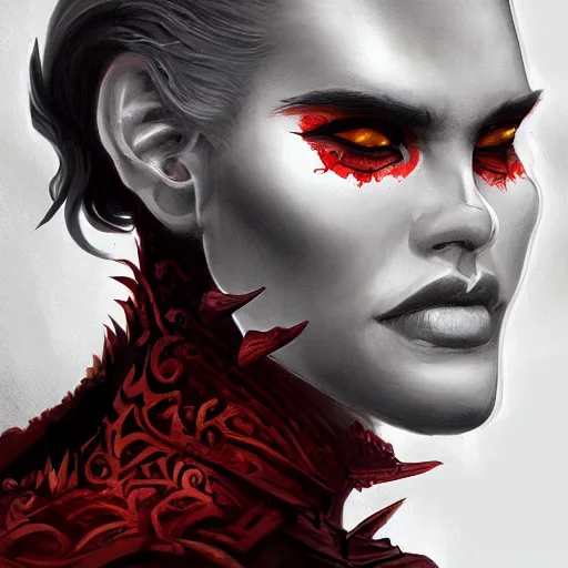 Image similar to Black dragon Kalameeth + Portrait beautiful face + Trending on Artstation + Incredible black and red gothic illustration + Exquisite detail, painterly