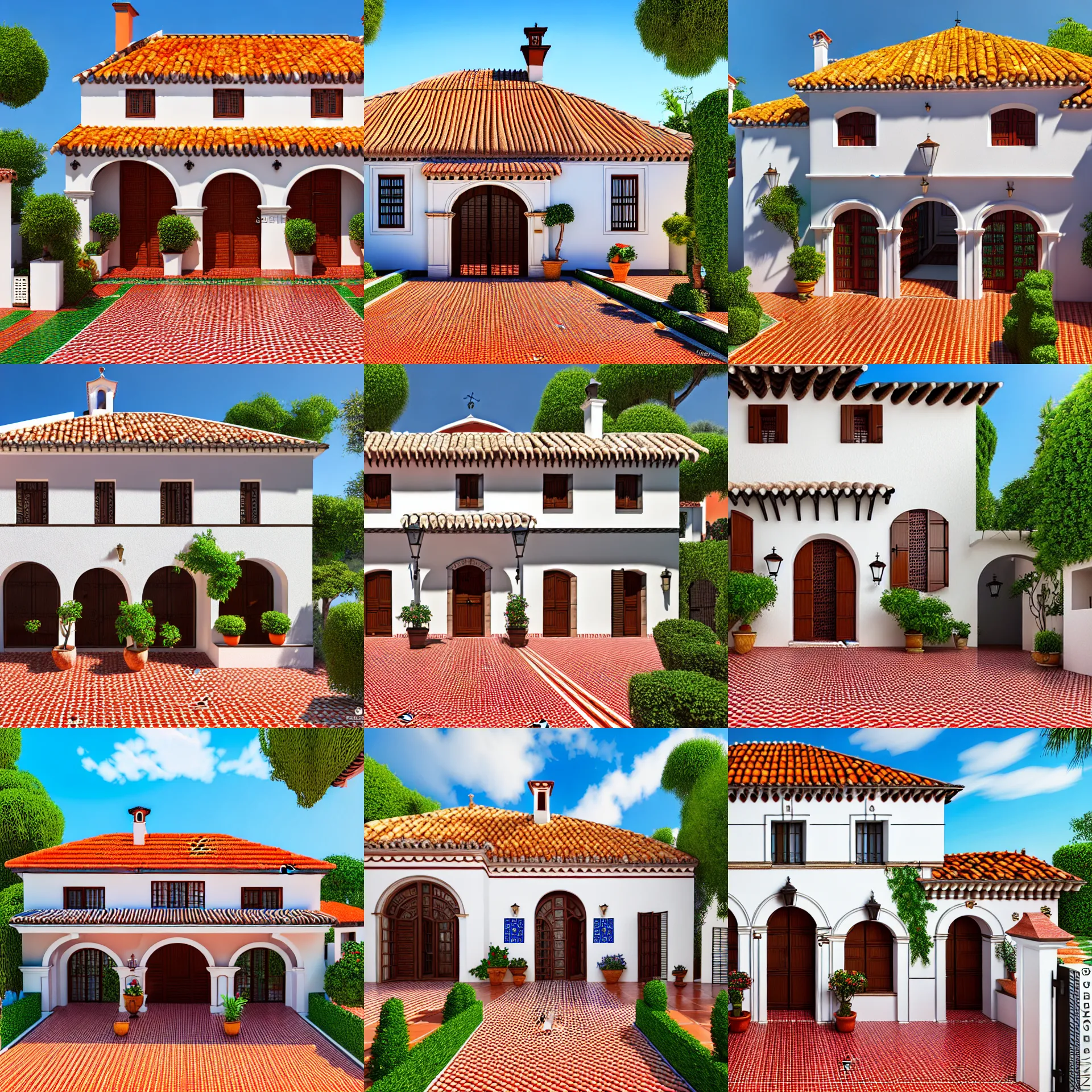 Prompt: typical portuguese house with terra cota tiles, a front court highly detailed, hyperrealistic, focused, extreme details, masterpiece, 8 k, ultrahd, hd resolution