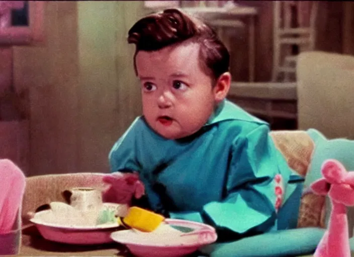 Image similar to a film still of teemo in breakfast at tiffany's ( 1 9 6 1 ), technicolor