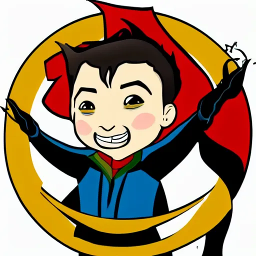 Image similar to dr. strange as a very young boy smiling on the cartoon wild - kratts, sticker - art, svg vector, adobe - illustrator