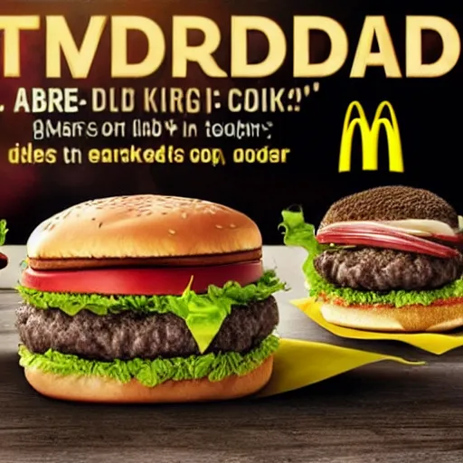 Image similar to an ad from macdonalds of a dirt themed burger