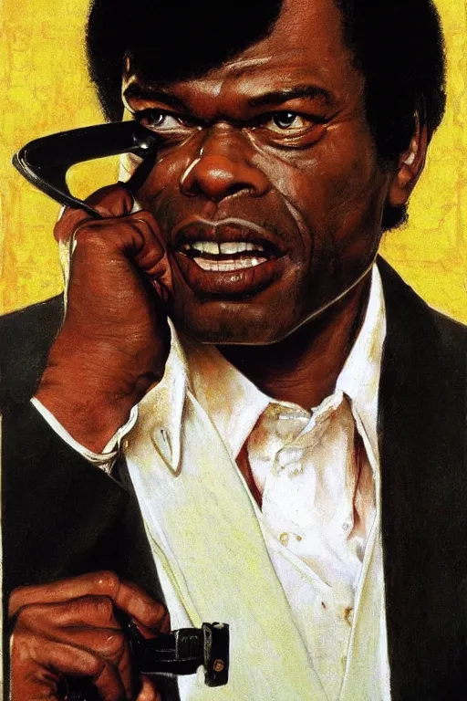 Image similar to Marcellus Wallace from Pulp Fiction painted by Norman Rockwell