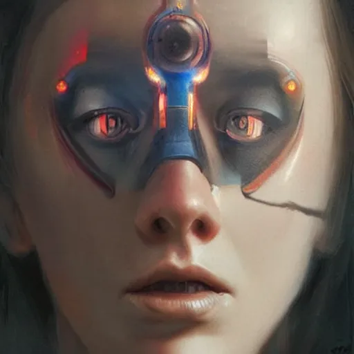 Image similar to a magical robot head, tattoo, artificial intelligence, highly detailed, digital painting, smooth, sharp, beautiful face, expressive eyes, art by greg rutkowski