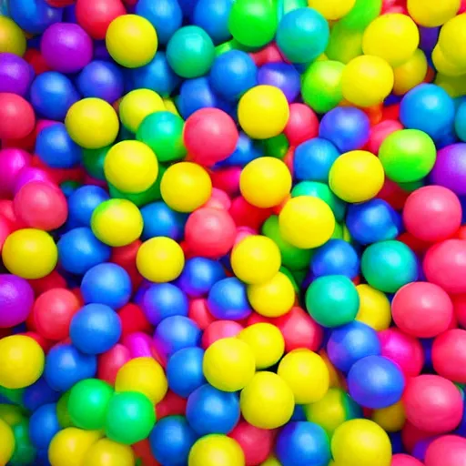 Prompt: photo of endless liminal space whe floor is made of ballpit