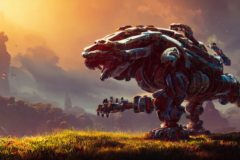 Image similar to shellsnapper machine mecanical creature robot of horizon forbidden west horizon zero dawn bioluminiscence global illumination ray tracing hdr fanart arstation by ian pesty and alena aenami artworks in 4 k