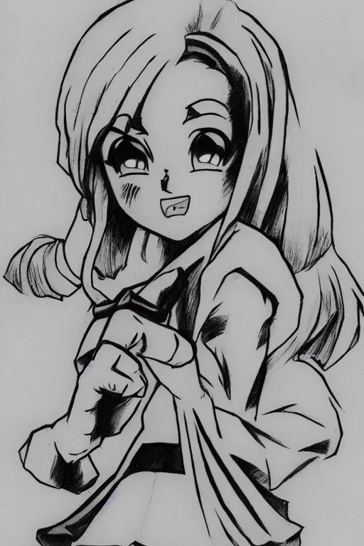 Prompt: Ariana Grande black and white manga sketch in the style of Akira Toriyama, Kentaro Miura, Bernie Wrightson