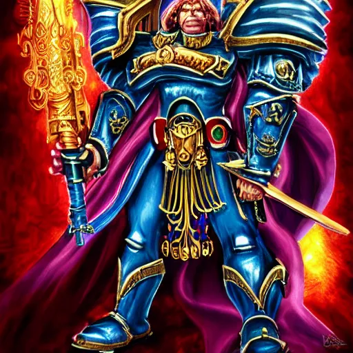 Prompt: the emperor of mankind from laura warhammer 4 0, 0 0 0, digital painting, super detail,