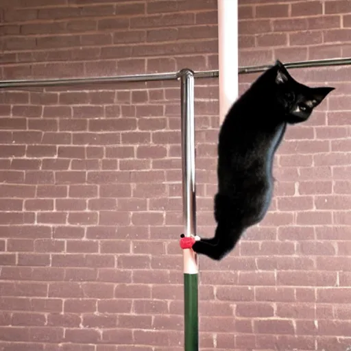 Image similar to fat black cat doing pole dance