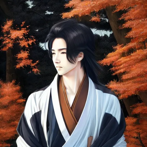 Prompt: a young beautiful prince, golden eyes, long black hair, white hanfu, elegant, intricate, backlit, incredible lighting, strong rim light, subsurface scattering, hyper realistic anime, beautiful landscape, cherry trees, highly detailed digital painting, by Heise Jinyao, Heise-Lian Yan Fang, Feimo, Rossdraws, Sakimichan HDRI, vivid colors, high contrast, unreal engine, cgsociety, octane render, trending on artstation, 8k