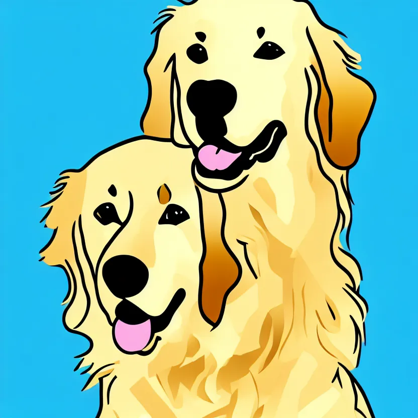 Prompt: golden retriever, white background, line cartoon, high detail, no cut off