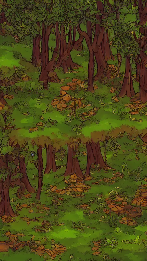 Prompt: a clearing in a forest in the style of Kings Quest 6