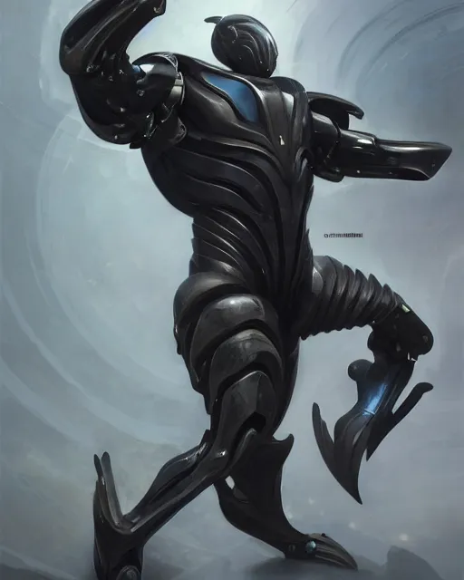 Image similar to wiry muscular male smooth sleek black pearlescent wraithbone powerarmor, by greg rutkowski and mark brookes and jim burns and tom bagshaw and magali villeneuve, trending on artstation