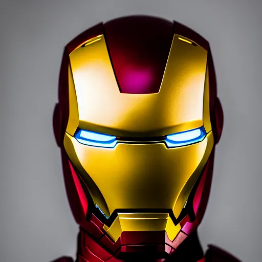 Image similar to the rock as iron man, photography, headshot, headpiece, female character, canon eos r 3, f / 1. 4, iso 2 0 0, 1 / 1 6 0 s, 8 k, raw, unedited, symmetrical balance, in - frame
