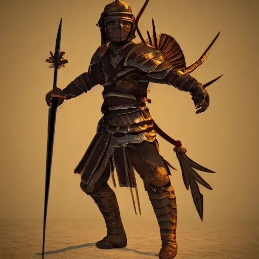 Prompt: roman warrior with sword and wings, cinema fantasy art, blender, unreal engine, lightning,