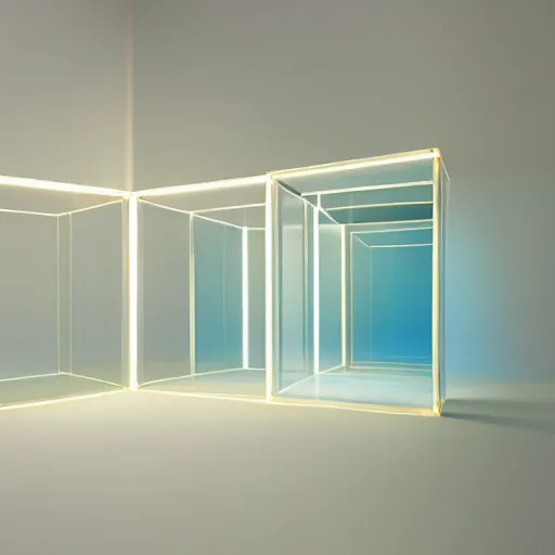 Image similar to an ultra high definition professional studio quality photograph of a transparent iridescent perspex pastel coloured travelling objects in an empty white room. dramatic lighting, ray tracing, refraction, shallow d. o. f, colour corrected, golden ratio, three point light. volumetric shadows. god rays.