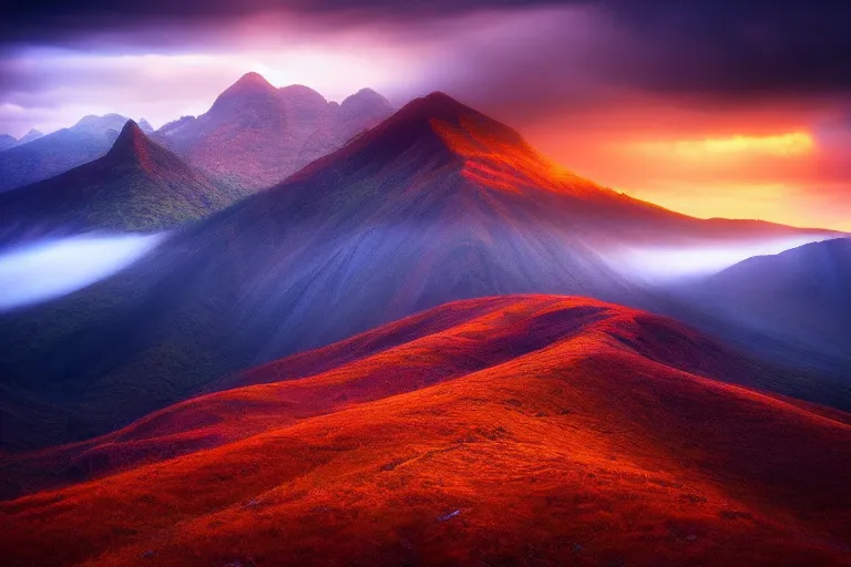 Image similar to amazing landscape photo of Western Ghats by marc adamus, beautiful, dramatic lighting