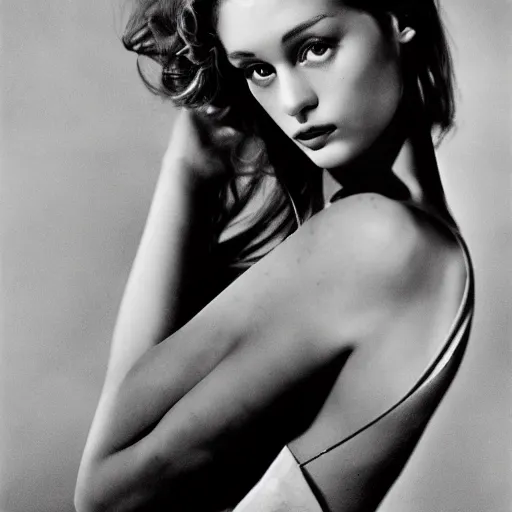 Image similar to photo portrait of a young beautiful ukrainian model by terry o'neill