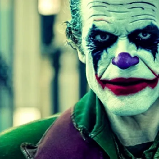 Image similar to film still of Mel Gibson as joker in the new Joker movie