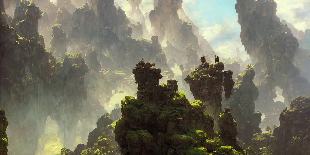 Prompt: huge cave ceiling clouds made of green earth towns, industry, steampunk villages castles, buildings inverted upsidedown mountain artstation illustration sharp focus sunlit vista painted by ruan jia raymond swanland lawrence alma tadema zdzislaw beksinski norman rockwell tom lovell alex malveda greg staples