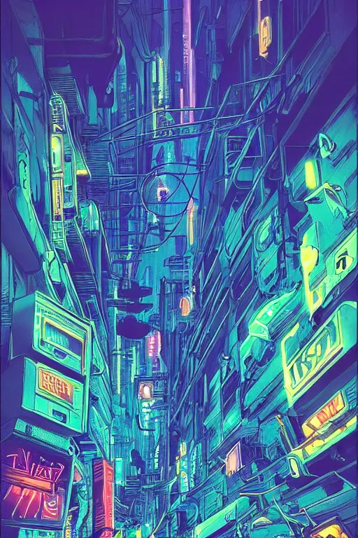 Image similar to astronaut cyberpunk surreal upside down city neon lights by moebius, Jean Giraud, trending on artstation
