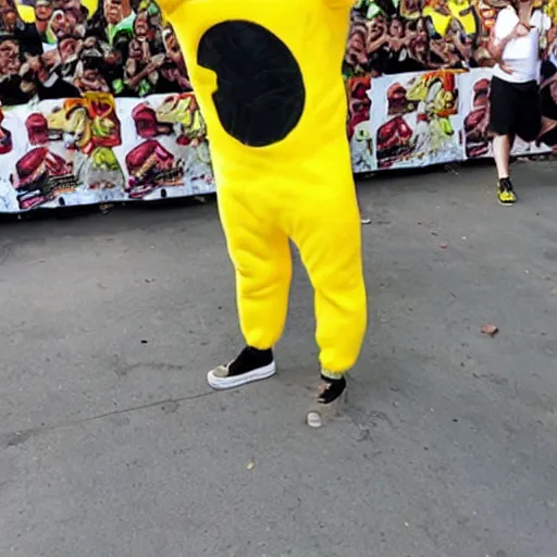 Image similar to banana costume, looking like daniel radcliffe, ultra details, photo realistic